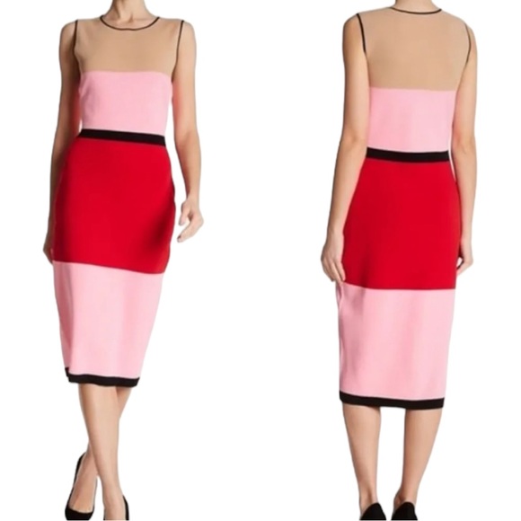 Diane Von Furstenberg Dresses & Skirts - Diane Von Furstenberg DVF Color Block Knit Dress Midi Womens Size Large